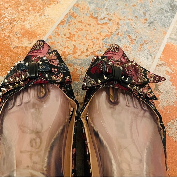 🐦‍🔥RARE!  Sam Edelman Satin Embroidered Decorative Spikes, Birds/Floral Flats. - Picture 12 of 15
